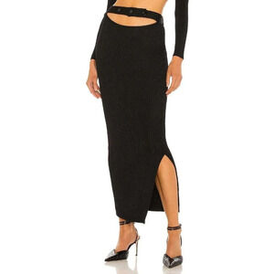 Aya Muse Maggie Cutout Skirt in Black X-Small New Womens Knit Midi
